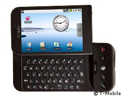 Ander als das iPhone besitzt das G1 auch eine ausziehbare QWERTY-Tastatur